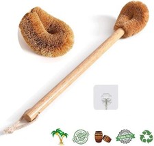 Toilet Brush, Natural Coconut Fibre Brush Head and Rubber Wood Great Bathroom