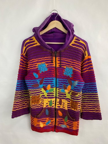 ☮️ 🍄 LSD Asymmetry Hippie Peace Art Women's Hoodie kapital Style Y2K size S/M - Picture 2 of 7