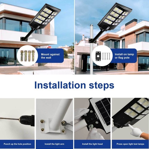 Commercial 990000000LM 1000W Solar Street Light IP65 Dusk to Dawn Road Lamp+Pole - Picture 11 of 24