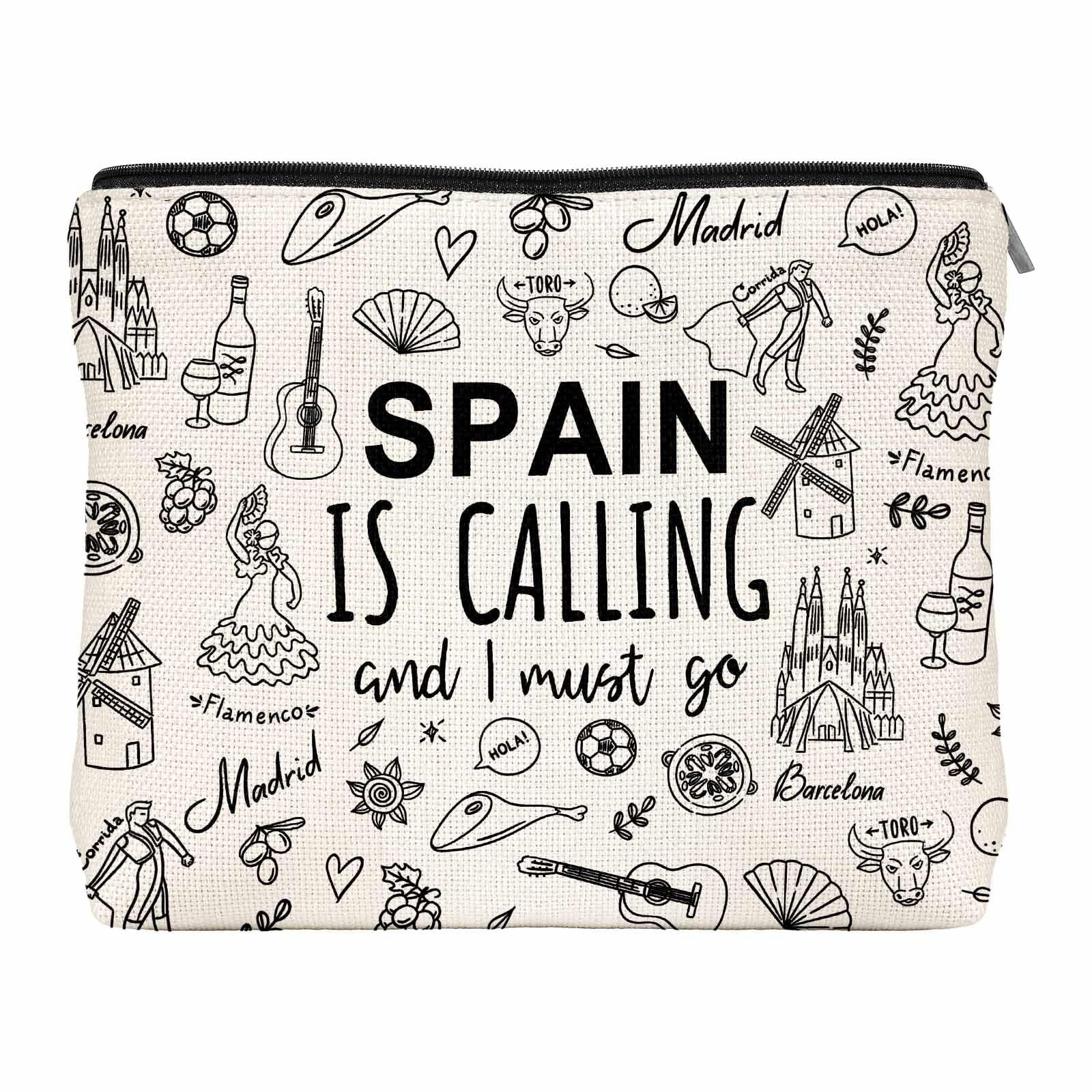 Spain Is Calling Makeup Bag Gifts Cute Trendy Stuff Essentials Reusable Durab...