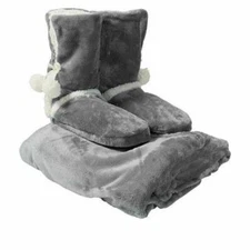 New Soft & Cozy Company Throw and Booties Set, Gray