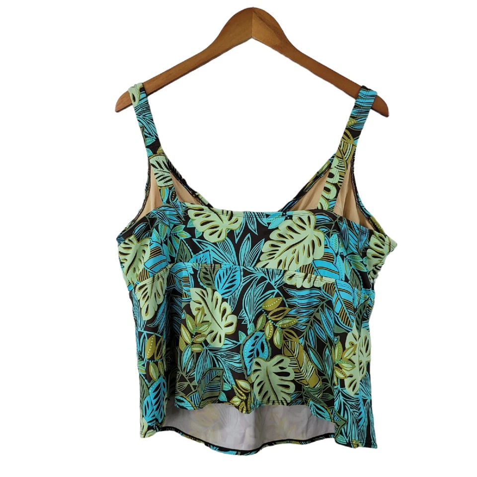Traje de baño vintage Avenue Tankini Top talla grande 22 tanque de natación hoja tropical sin cables Foto 4 de 4