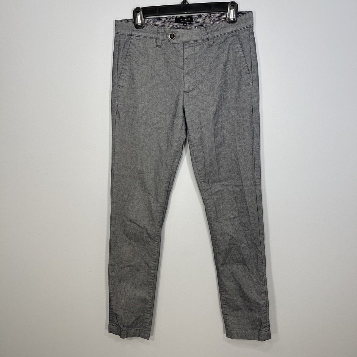 Ted Baker London Pants Womens 30R Blue Straight Leg Chevron Office