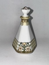 Antique Hand Painted Nippon Perfume Bottle w/ Stopper Ornate Gold Trim Flowers