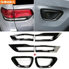 Black Tail Lamp Fog Light Cover Overlay Kit Set For Jeep Grand Cherokee 2014-16