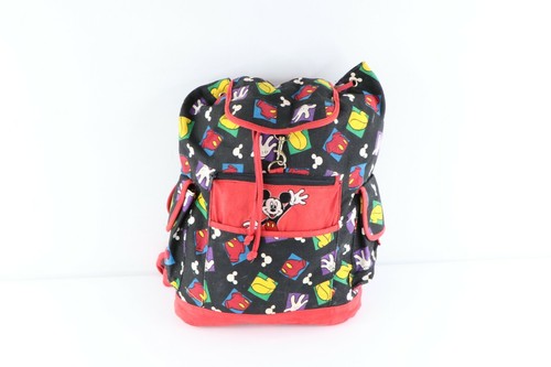 Vintage 90s Disney Mickey Mouse All Over Print Top Loader Backpack Tasche Rucksack