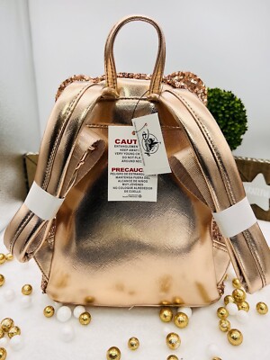 NEW Disney Parks Loungefly Sequined Rose Gold Mini Backpack  display picture 1