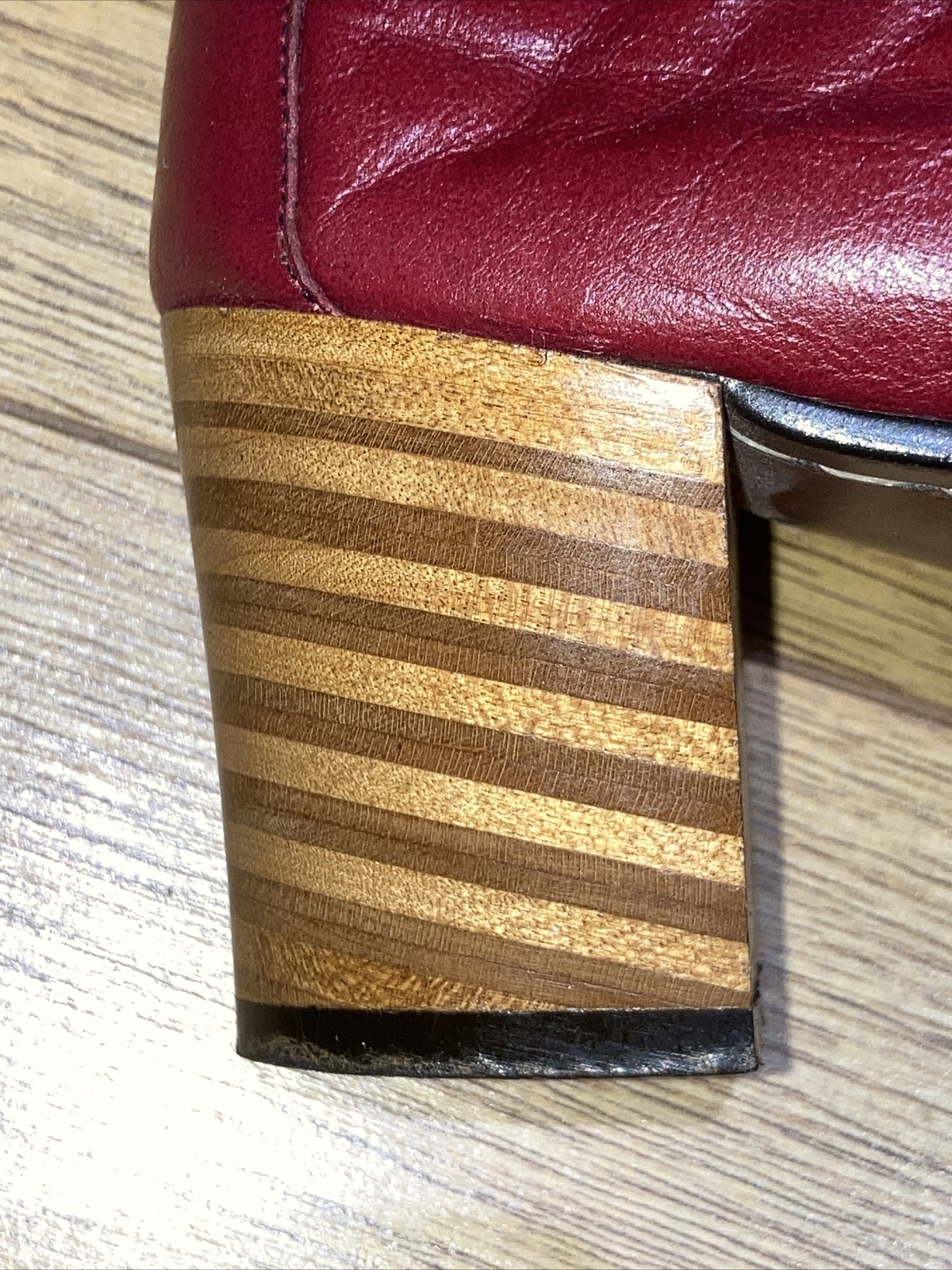 Vintage 1970s/1980s Red Leather Tassel Loafers by Morlands, Stack Heels, UK 5 7