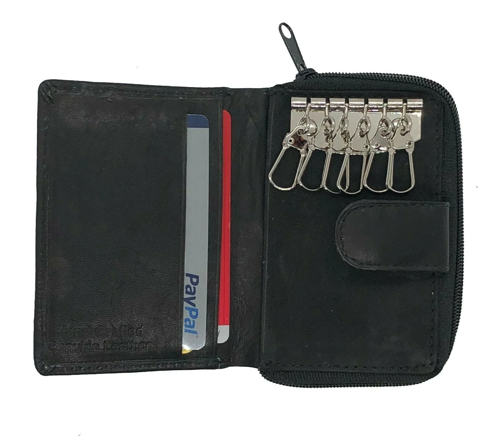 Llavero estuche cuero de vaca genuino para hombre llavero acordeón moneda identificación crédito aprox.