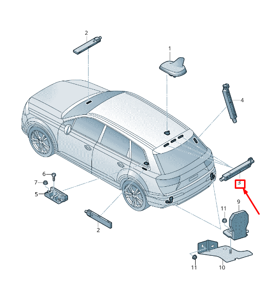 NOUVEL AMPLIFICATEUR D'ANTENNE SUPÉRIEUR GAUCHE AUDI Q7 4M ORIGINAL