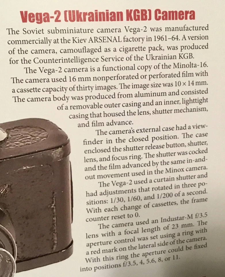 Cámara ucraniana KGB VEGA-2 montada en paquete de cigarrillos ocultación Foto 4 de 4