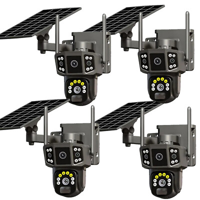 New 3 Lens HD 9MP WiFi Solar Battery Camera Wireless Outdoor CCTV Home Security 