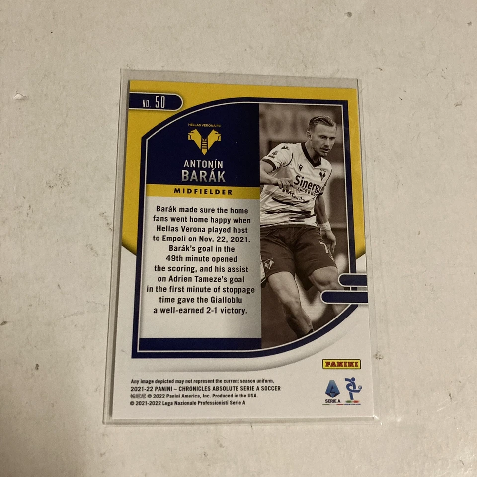 2021-22 Panini Chronicles Absolute Soccer Antonin Barak # 50 - Image 2 of 4