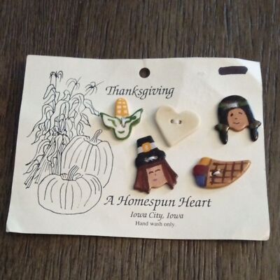 A Homespun Heart Buttons Thanksgiving Pilgrim Native American Holiday Sew Produc