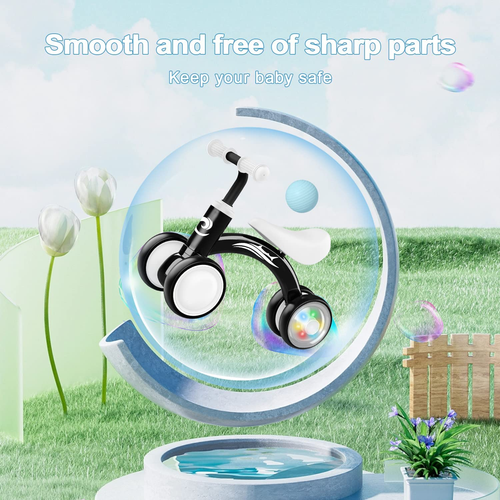 Colorful Lighting Baby Balance Bike Toys 1 Year Old Boy Girl Gifts Black - Picture 5 of 12