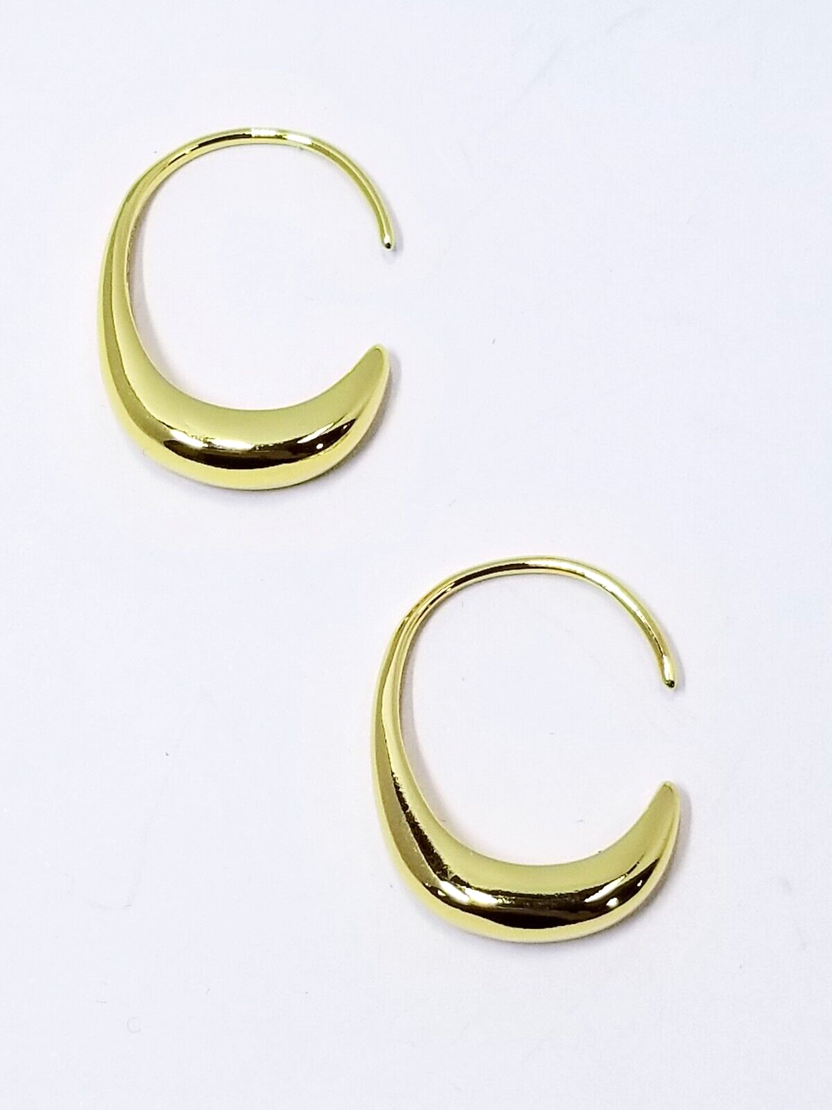 Gold Tone Sterling Silver Dome Threader Drop Earrings - 3.7g