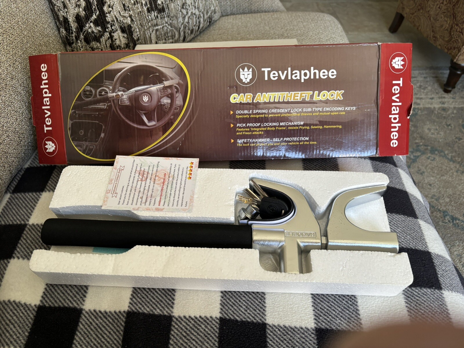 Tevlaphee Steering Wheel Lock Anti Theft Car Device Universal Car Theft