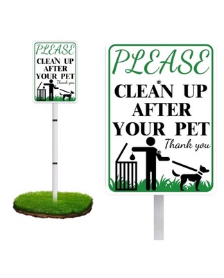 PLEASE CLEAN UP AFTER YOUR PET Reflective Yard Warning Sign, Aluminum Outdoor 