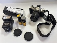 Vintage Pentax ZX-M SLR 35mm Camera with Pentax Lens Flash and Flash Manual