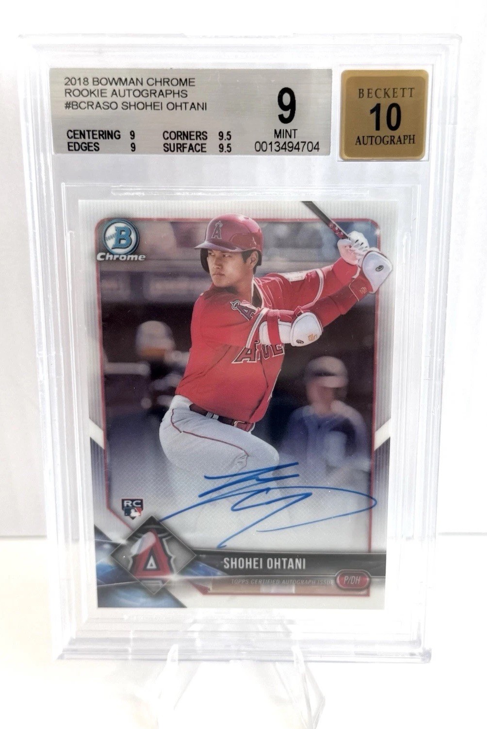 2018 Bowman Chrome Shohei Ohtani Rookie Batting BGS 9 (2×9.5s) /10 Auto MVP