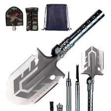 Multi-Functional Folding Survival Shovel, Heavy-Duty Alloy Steel Tactical Shovel
