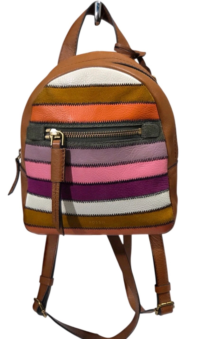 Fossil Megan Mini Backpack Bag Patchwork Rainbow … - image 1