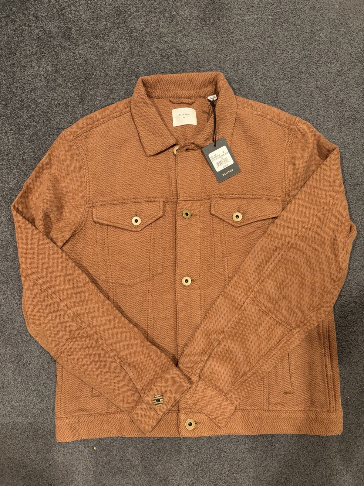 $348 Billy Reid Tupelo Trucker Jacket Cotton Linen NWT Oak Brown Medium