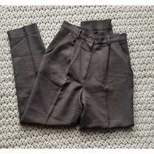 Vintage 90s Houndstooth Plaid Dress Pants Trousers Academia Brown Blue Size XS