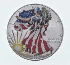 1999 Beautifully Painted/Sticker American Silver Eagle 1 Oz. .999 Fine *569