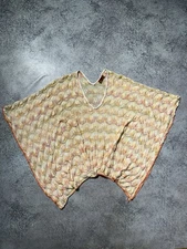 Missoni Mare Knit Poncho Pullover Striped Cover Up Beach Women Blouse Italy 42