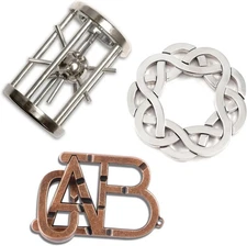 MHY Large Size 3pcs Brain Teaser Puzzles,Metal Cast Puzzle Game Toys,3D Highly D