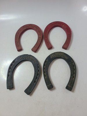 Set Of 4 Vintage ''Roy Rogers'' & Trigger Lucky Horseshoes Black & Red Rubber 1950
