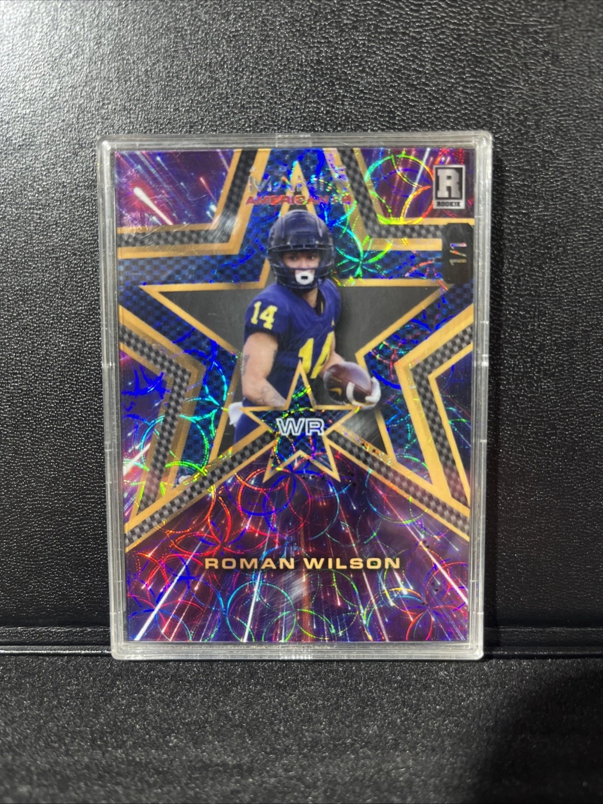 Roman Wilson Wild Card Auto Mania American Football Hobby Autographs #RW Triangle-Lazers Foil-American Flag