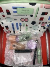 Clinique X Kate Spade Makeup/ Cosmetic Bag With Skin Care Makeup Travel Size New