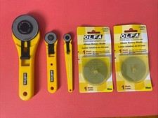 Olfa Rotary Cutter Lot Tungsten Steel Blade Small, Medium & TWO (2) 60 mm Blades