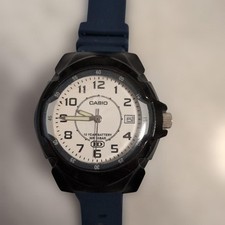 CASIO men's navy quartz watch 10ATM waterproof battery replaced used