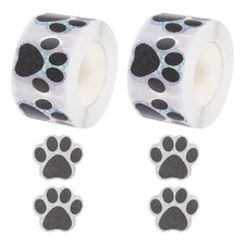Adhesive Label Stickers Sequin Black 1000Pcs Paw Prints Stickers 1.5" Stickers