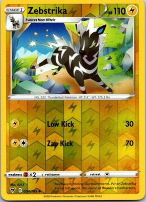 Zebstrika Reverse Holo Uncommon SWSH04: Vivid Voltage 054/185 NM