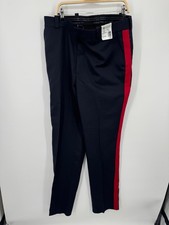 NWT Horace Small Cool Flex Pants 38 Black Red Stripe Casual 100 Polyester