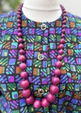 Vintage 80s New Wave Graduated Wooden Festival Boho Chunky Beads Necklace