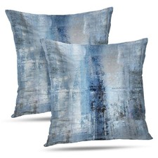Blue and Grey Throw Pillow Cover Pack of 2, Abstract Art Gallery Modern Decor...