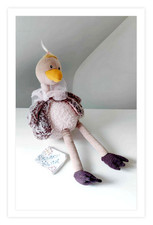 Peluche/Doudou Pétunia Autruche/Oiseau Beige Et Rose 40cm Le Bazar - Moulin Roty