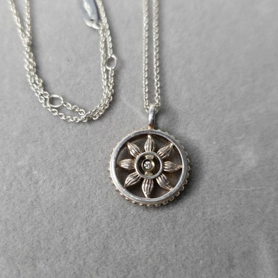 Thomas Sabo 925 585 Sun Pendant Necklace Silver and 14K Gold CZ Signed