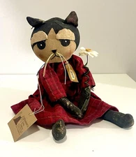 Rare VTG Folk Art Josie Cat Plush Doll from Pearson's Simply Primitives