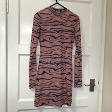 Murci Pink Purple Sheer Dress Size 10 Long Sleeve Short Mini High Neck