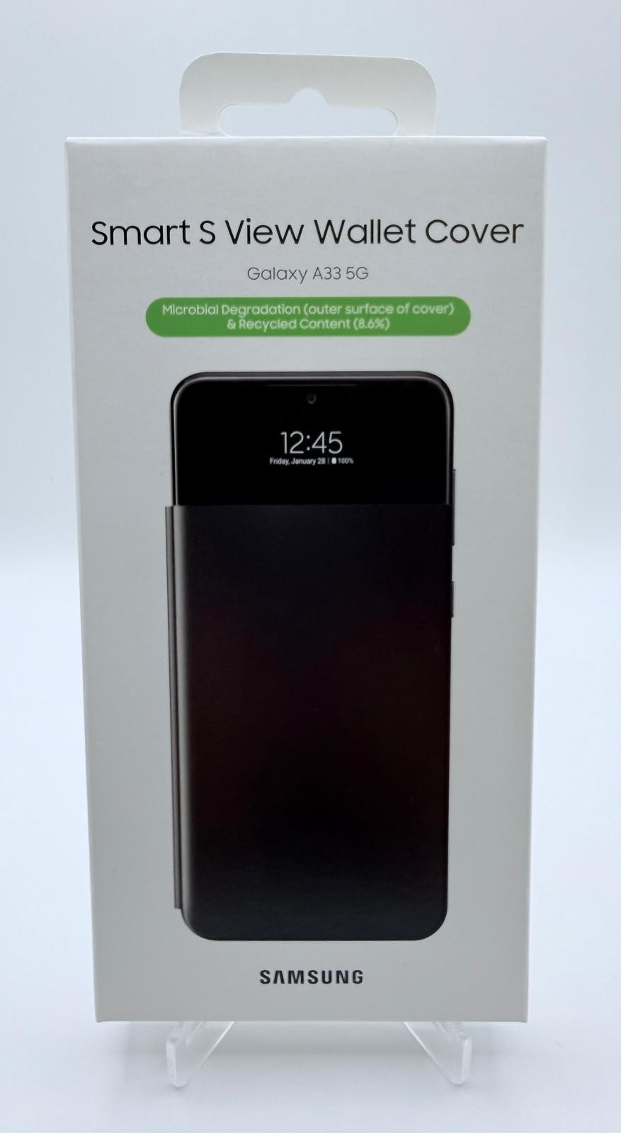 Samsung S View Wallet Cover EF-EA336 für Galaxy A33 5G - Schwarz - Kartensteckfach, Antibakteriell, Recyceltes Material - Bild 2