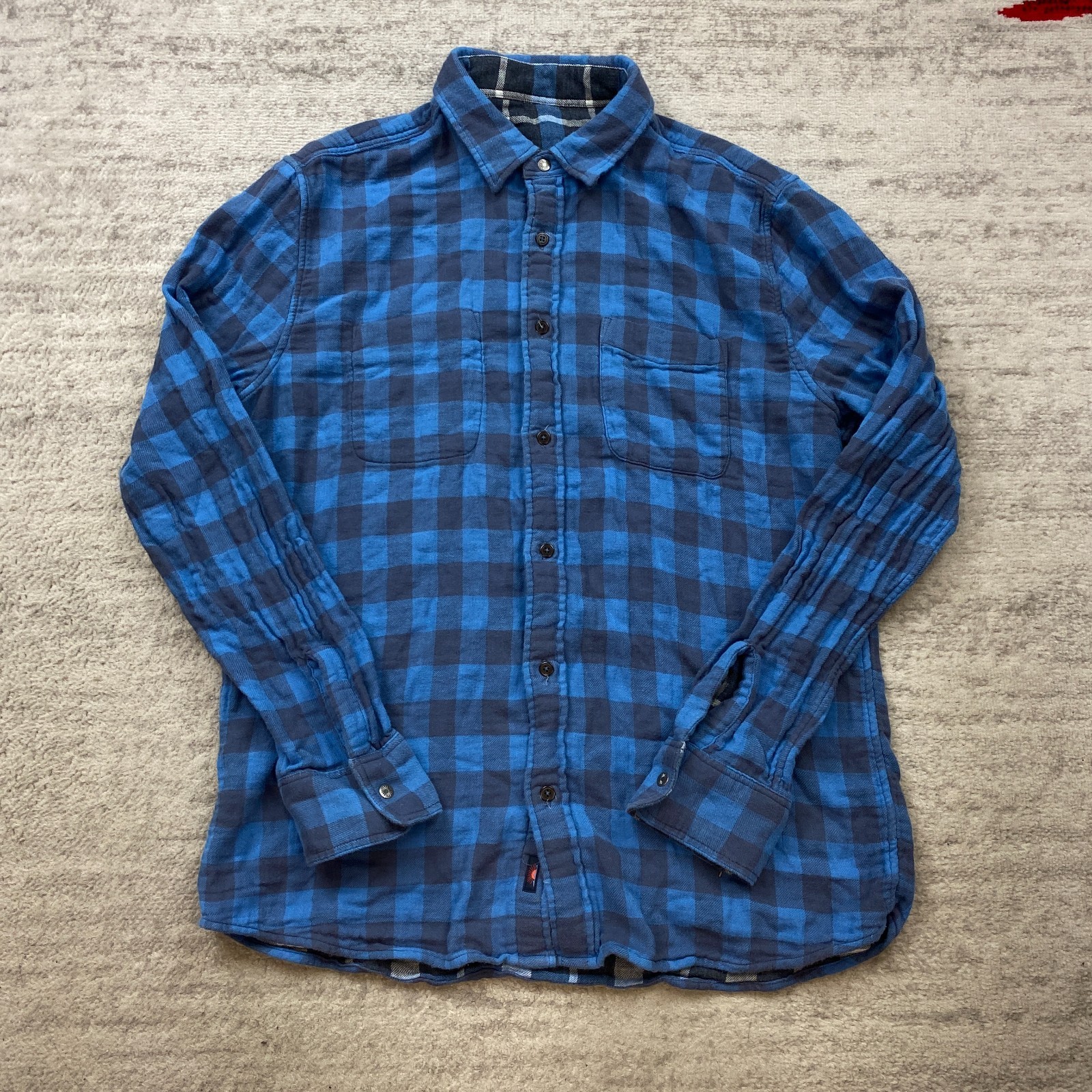 Faherty Flannel Reversible Button Shirt Large Blu… - image 1