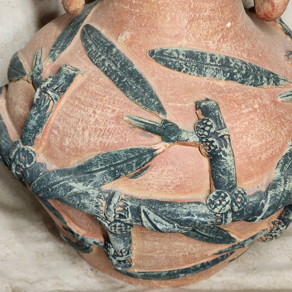 Terrakotta Bodenvase mit Bambusmotiv Stil großer dekorativer Topf 14" x 12"  - Bild 2 von 4