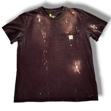 Vtg Y2k 90s Thrashed Faded Bleach Carhartt L T-shirt Workwear Blk Skate Grunge