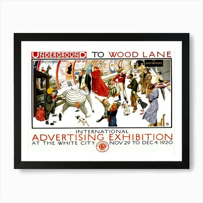 Werbung Ausstellung Vintage London gerahmtes Wandbild Poster Leinwanddruck Bild